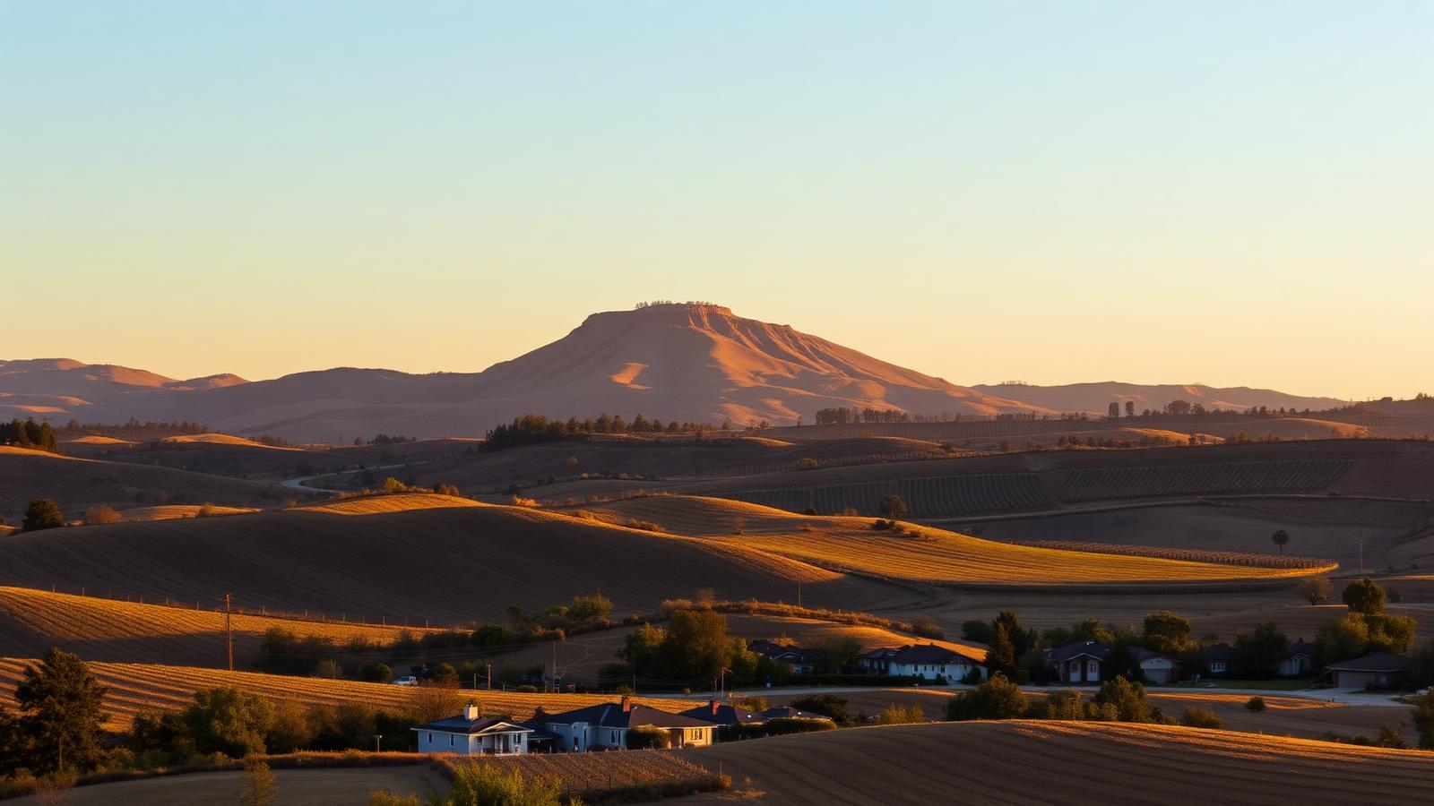 Rolling South Valley foothills above Morgan Hill at golden hour