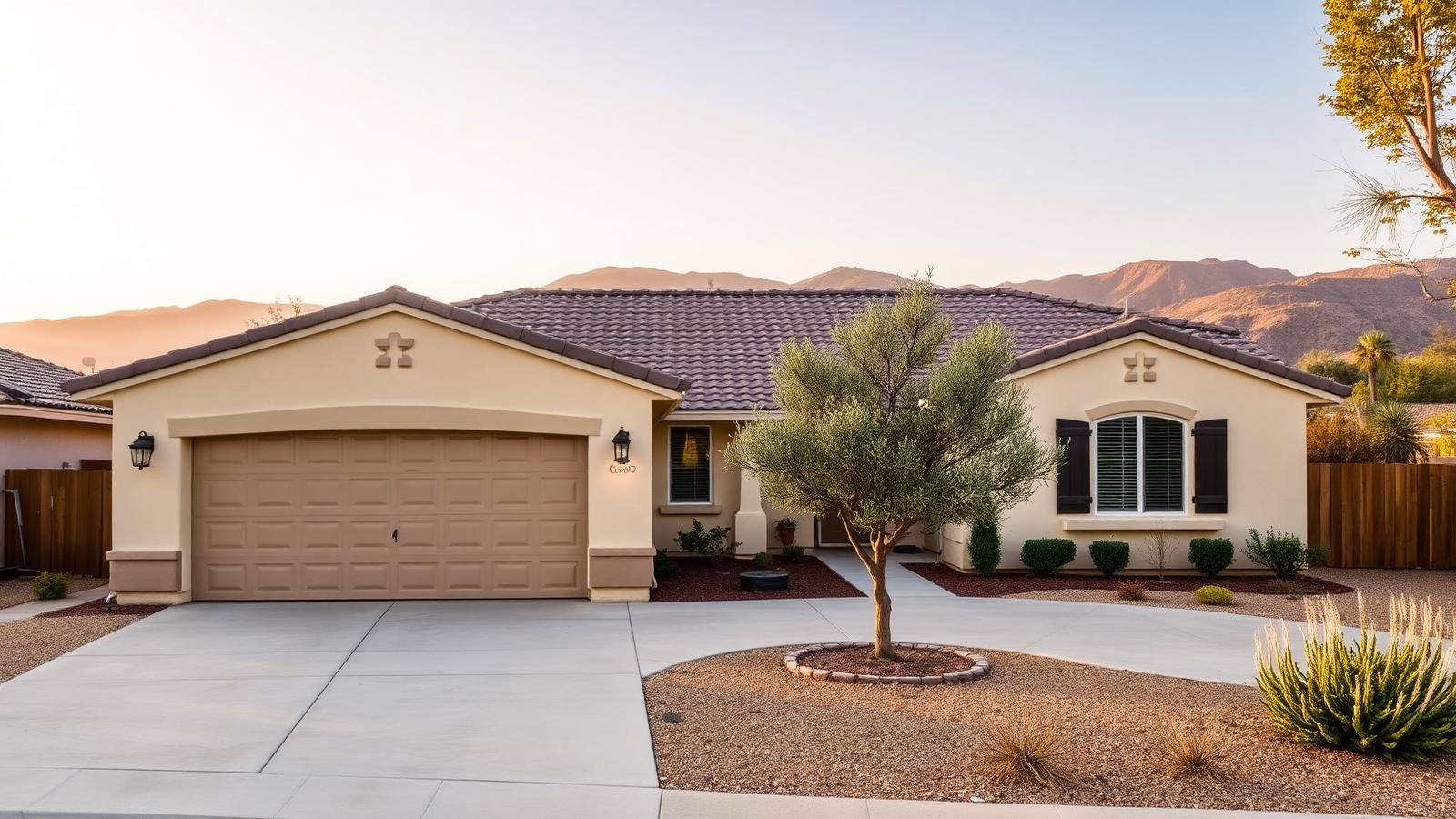Morgan Hill home and garage with attractive front landscaping