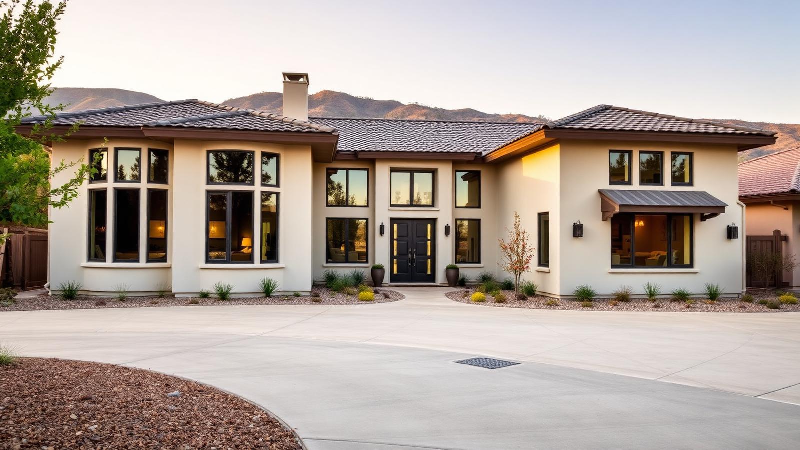Morgan Hill home with large windows and a wide south-facing frontage